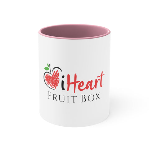 I Printify iHeartFruitBox Coffee Mug, 11oz featuring tropical fruit.