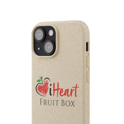 The Printify iHeartFruitBox Biodegradable Phone Cases features a vibrant design inspired by tropical fruit.