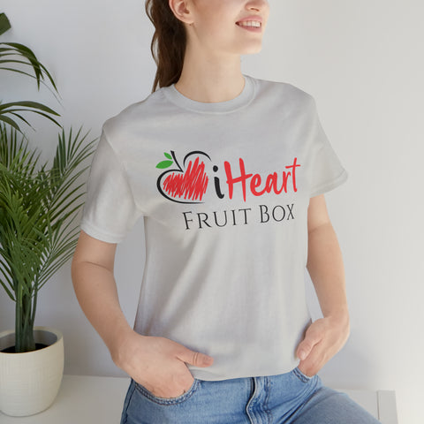 Printify iHeartFruitBox Fitted Unisex T-Shirts featuring organically grown tropical fruit.