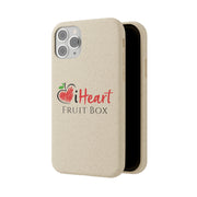 An organically grown iHeartFruitBox Biodegradable Phone Case featuring the Printify logo, adorned with tropical fruit accents.