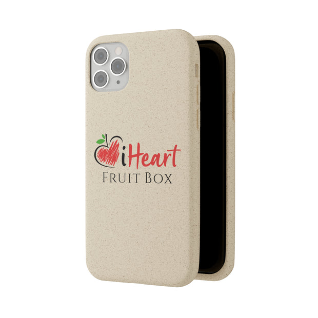 A beige iHeartFruitBox Biodegradable Phone Case branded with the Printify logo.