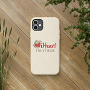 A Printify iHeartFruitBox Biodegradable phone case featuring tropical fruit.