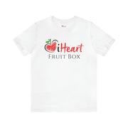 An Organically Grown iHeartFruitBox Fitted Unisex T-Shirt by Printify, featuring a Tropical Fruit design.