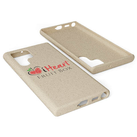 A beige phone case with the word heart on it, perfect for iHeartFruitBox lovers, from Printify's iHeartFruitBox Biodegradable Phone Cases.