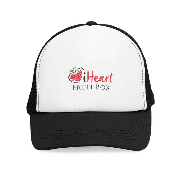 Printify iHeartFruitBox branded mesh cap featuring tropical fruit.