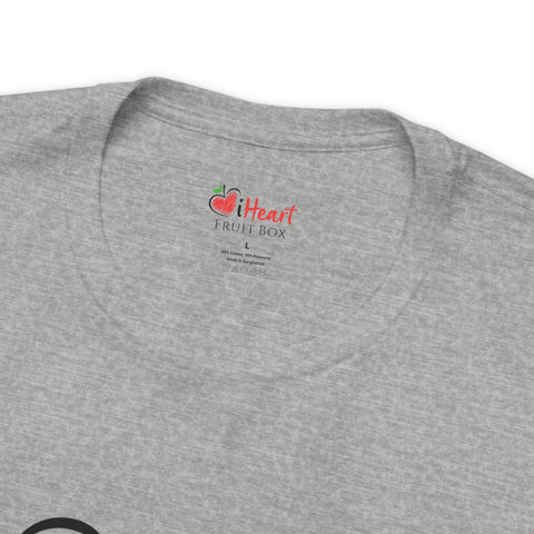 An iHeartFruitBox Fitted Unisex T-Shirt with an apple on it, featuring the keyword "Organically Grown".