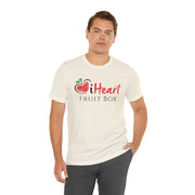 A man wearing a iHeartFruitBox Fitted Unisex T-Shirt by Printify.