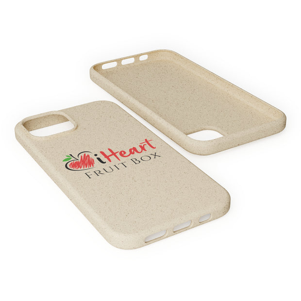 A beige iHeartFruitBox Biodegradable Phone Case with a Printify logo on it, perfect for iHeartFruitBox fans.