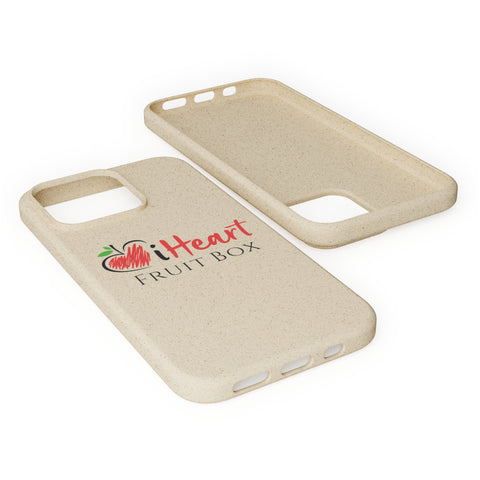 An iHeartFruitBox Biodegradable Phone Case with a Printify logo on it.