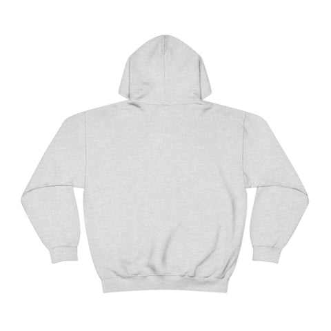 The back view of an iHeartFruitBox Unisex Heavy Blend™ Hoodie on a white background with the Printify logo prominently displayed.