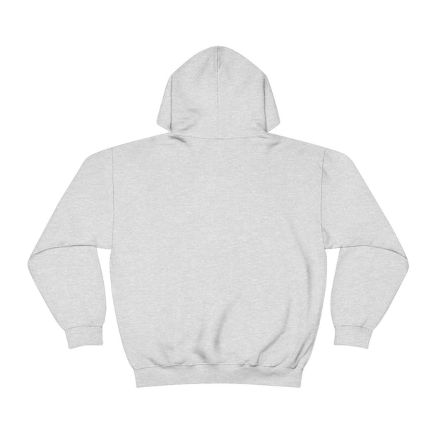The back view of an iHeartFruitBox Unisex Heavy Blend™ Hoodie on a white background with the Printify logo prominently displayed.