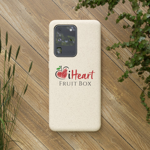 The iHeartFruitBox Biodegradable Phone Cases by Printify is a trendy phone case designed for Samsung devices. Made from high-quality materials, this protective case showcases a delightful heart-shaped tropical fruit pattern. Inspired by the joy of organic.