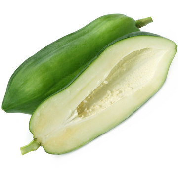 Two Green Papaya cucumbers on a white background from iHeartFruitBox.